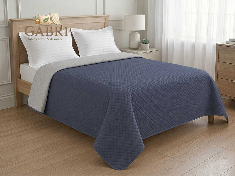Přehoz na postel Ultra 51R/C66-390 světle šedá/tmavě modrá 235x275 cm