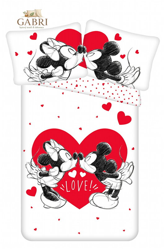 Jerry Fabrics Povlečení Mickey and Minnie Love 05 140x200, 70x90 cm