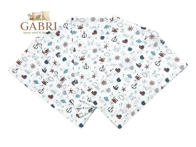 PREM INTERNACIONAL Látková plena 70x70 cm Moře (balení 5 ks)