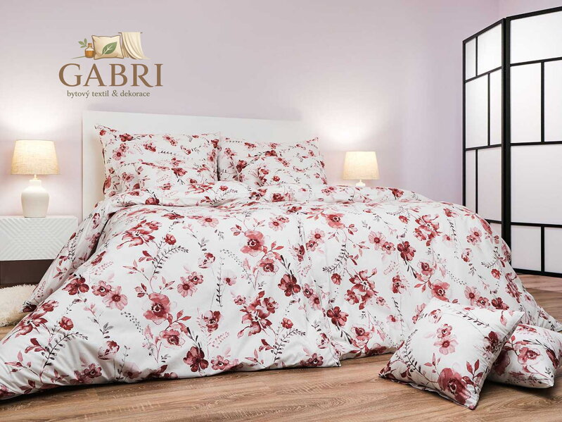 Dadka Povlečení bavlna Kvítí terracota na bílém 140x200, 70x90 cm