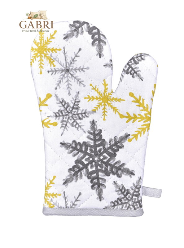 Forbyt Vánoční kuchyňská chňapka Šedé a žluté vločky 1261 1 ks 18x28 cm