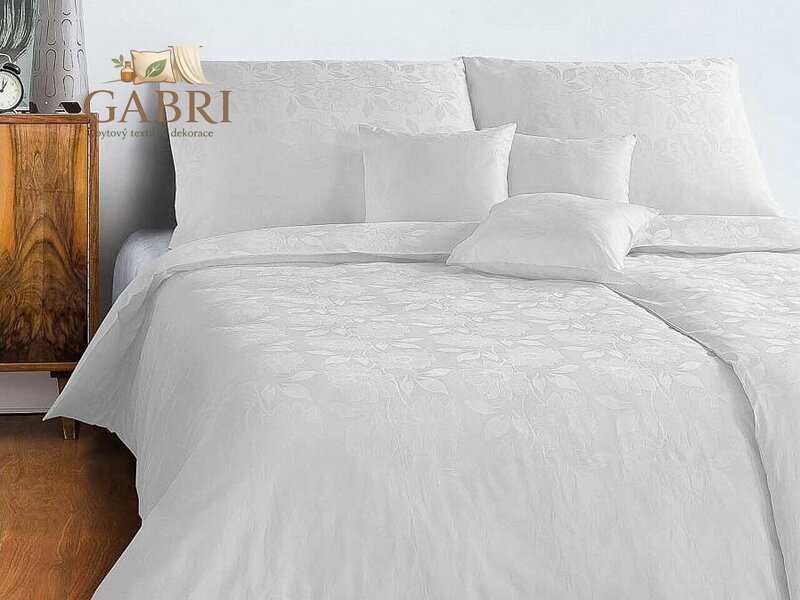 Dadka Povlečení damašek Jiřiny bílé 140x200, 70x90 cm