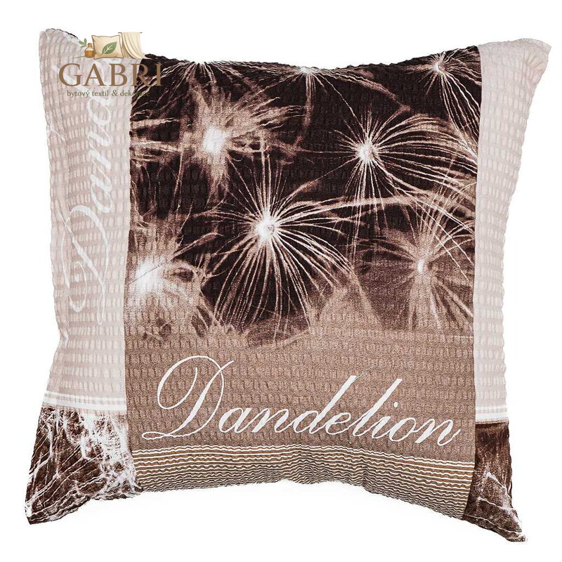 Povlak na polštář krep Pampelišky 3D hnědé