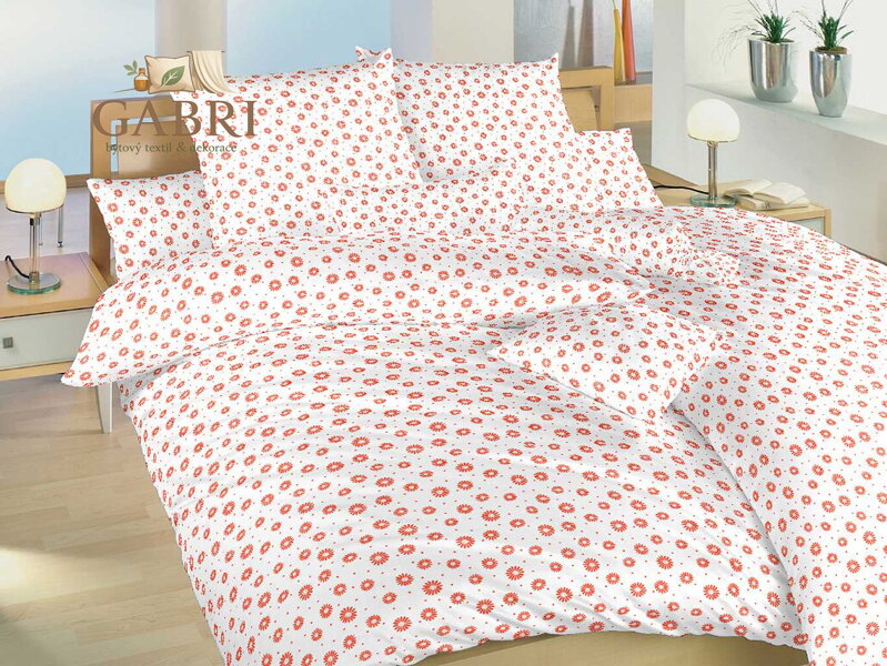 Dadka Povlečení krep Anežka lososová na bílém 140x200, 70x90 cm
