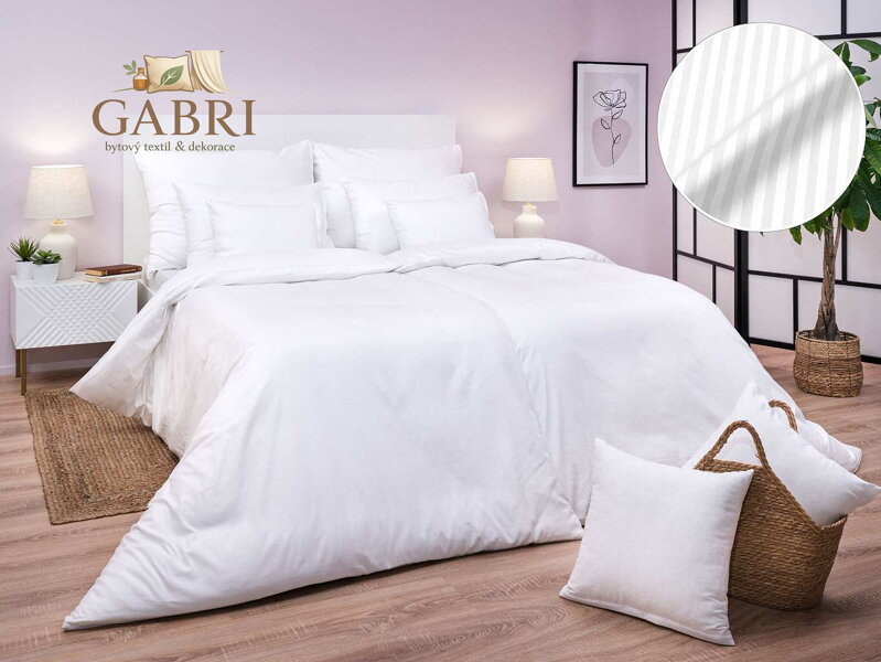 Dadka Povlečení atlas grádl bílé proužek 0,4 cm 140x200, 70x90 cm