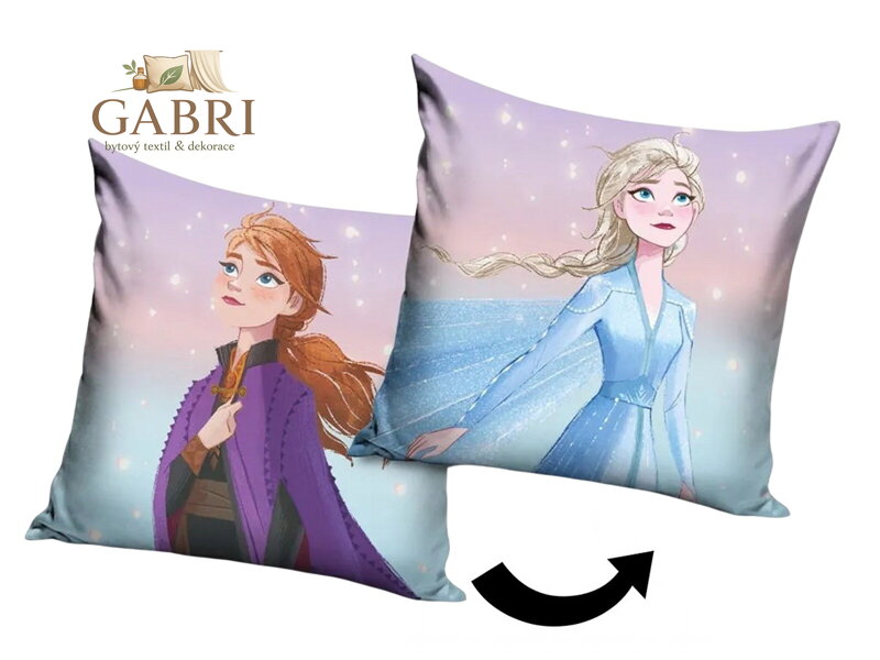 Carbotex Povlak na polštářek Ledové Království Princezny Anna a Elsa 40x40 cm