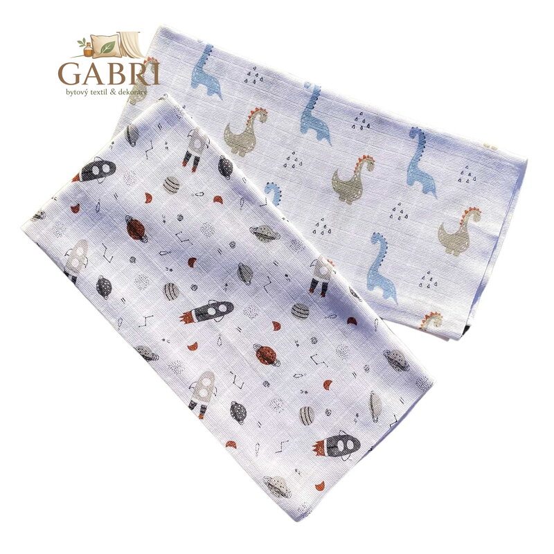 PREM INTERNACIONAL Dárkové balení pleny Vesmír a Brontosaurus 70x70 cm (bal 2  ks)