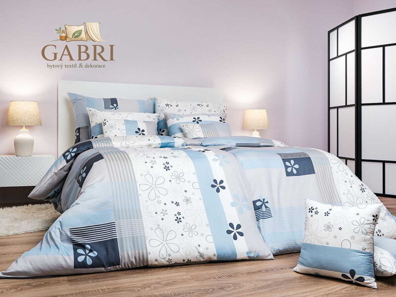 Dadka Povlečení flanel Flér šedomodrá 140x200, 70x90 cm