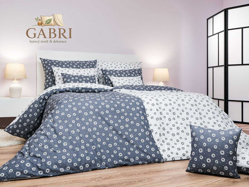 Dadka Povlečení bavlna Anežka bílá/tmavě šedá DUO 140x200, 70x90 cm