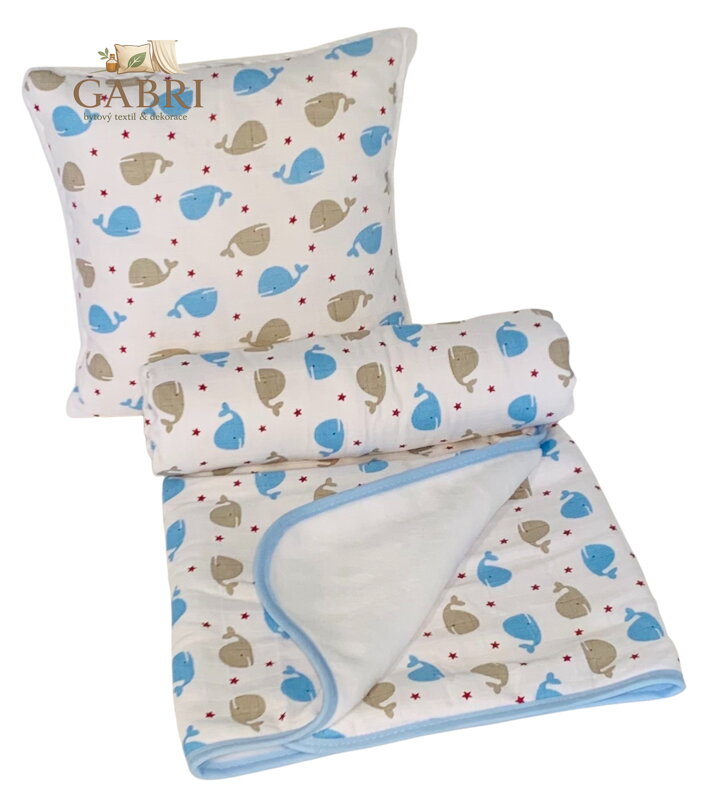 Svitap Dětská sada pro batolata Velryba modrá 35x35, 90x100 cm