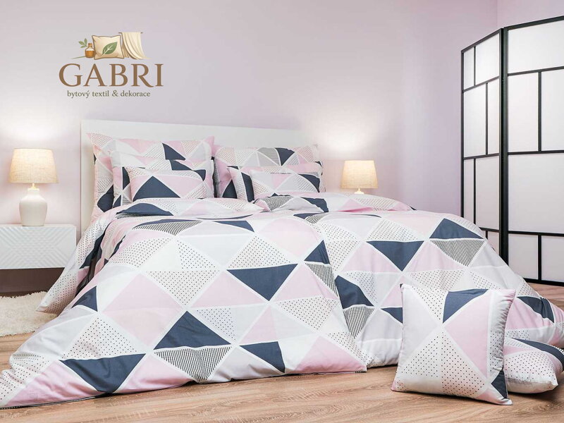 Dadka Povlečení bavlna Pyramidy pudrové 140x200, 70x90 cm