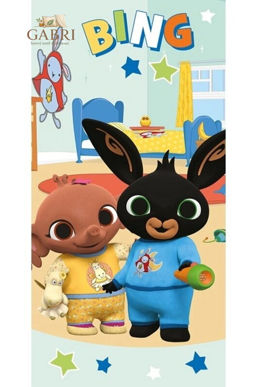 Carbotex Osuška Zajíček Bing a Sula v pyžamu 70x140 cm