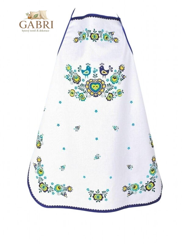 Forbyt Kuchyňská zástěra Folklor modrá 64x76 cm