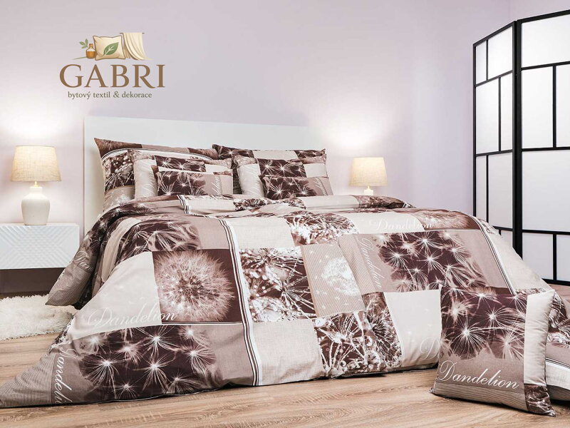 Dadka Povlečení bavlna Pampelišky 3D hnědé 140x220, 70x90 cm