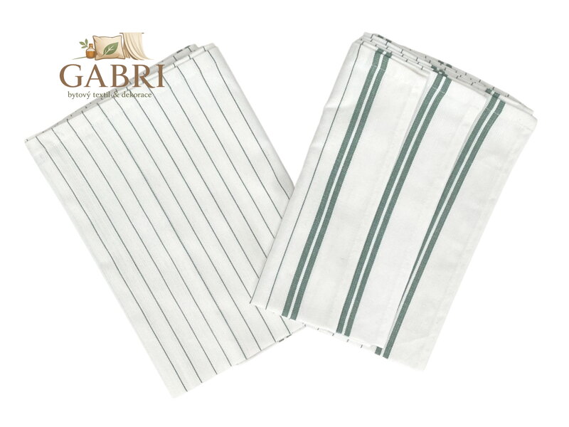 Jerry Fabrics Utěrka bavlna 50x56 cm Zelené pruhy 3 ks