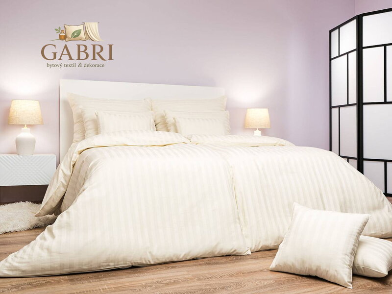 Dadka Povlečení atlas grádl šampaň proužek 20 mm 140x200, 70x90 cm