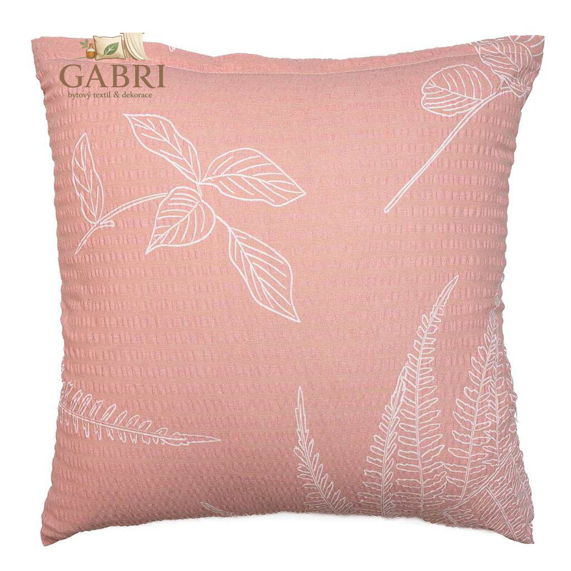 Povlak na polštář krep Kapradí bílé na latté