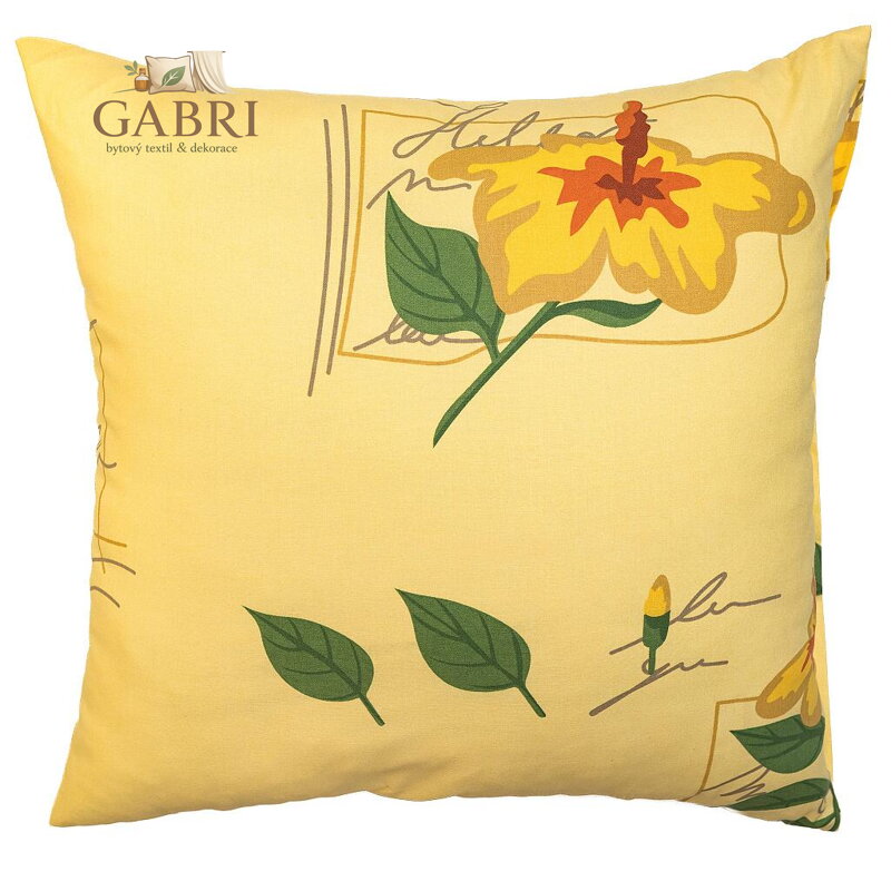 Povlak na polštář bavlna Ibišek žlutý