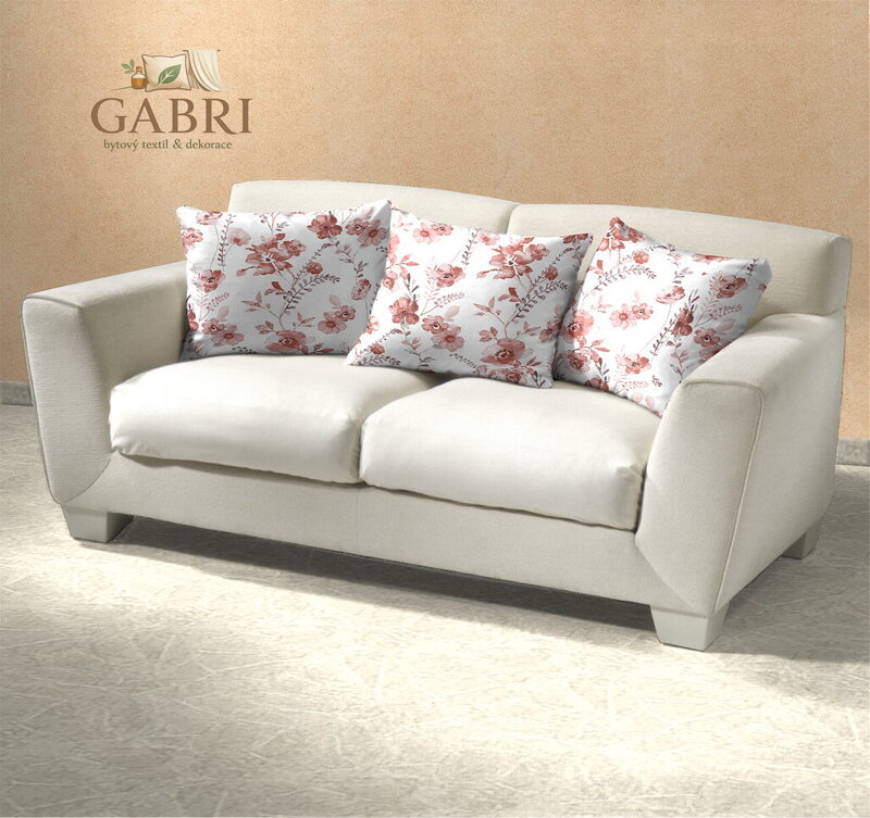 Povlak na polštář bavlna Kvítí terracota na bílém