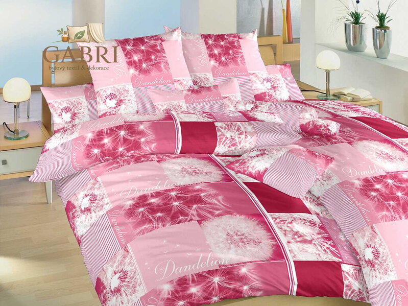 Dadka Povlečení bavlna Pampelišky 3D vínové 140x200, 70x90 cm