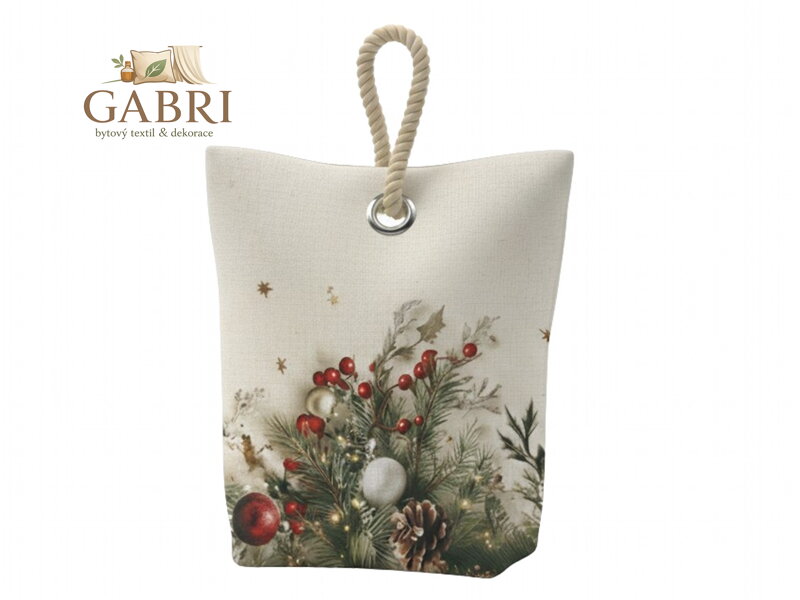 Forbyt Vánoční dveřní zarážka Cesmína CYH6024GC 22x23 cm