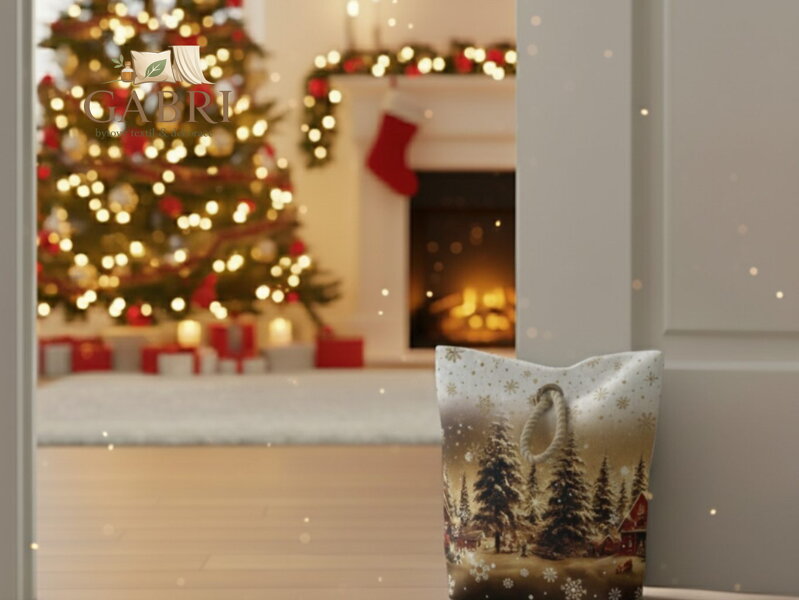 Forbyt Vánoční dveřní zarážka Zasněžená krajina CYH6019R 22x23 cm