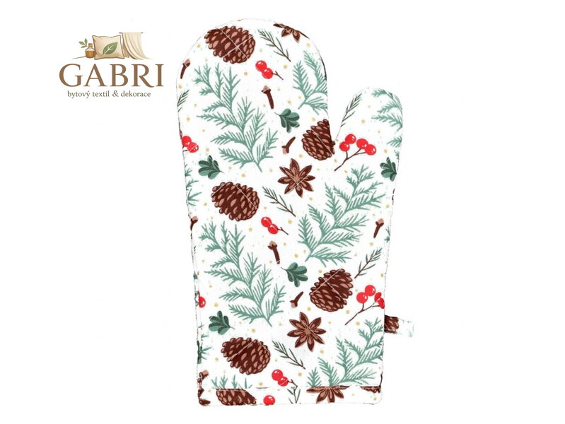 Vánoční kuchyňská chňapka 1 ks Šišky BY101 18x28 cm