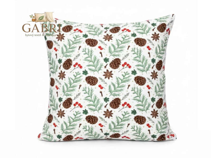 Vánoční povlak bavlna Šišky BY101 40x40 cm