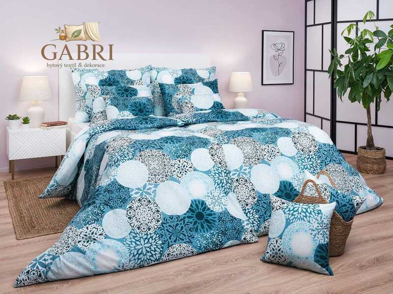 Povlečení bavlna Mandala mentol 220x200, 2x 70x90 cm