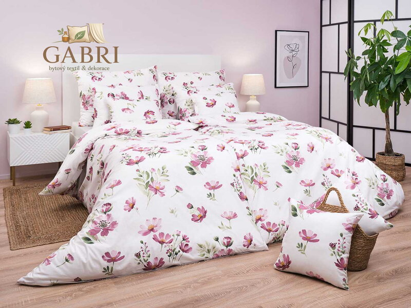 Povlečení bavlna Sasanka pudrová 140x200, 70x90 cm