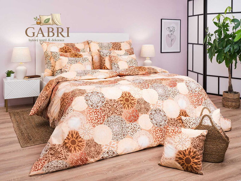 Povlečení bavlna Mandala béžová 140x200, 70x90 cm