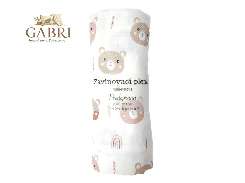 Zavinovací plena 120x120 cm Méďa šíp (balení 1 ks)