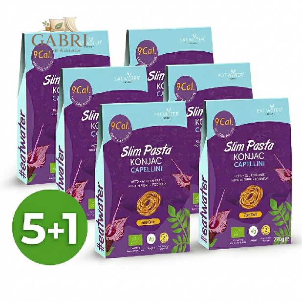 Výhodný balíček konjakových vlasových nudlí capellini Slim Pasta v nálevu 5+1 zdarma