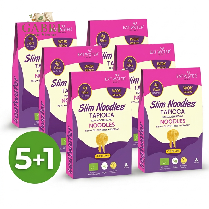 Balíček těstovin z tapioky a konjaku ve tvaru nudlí bez nálevu 5+1 zdarma
