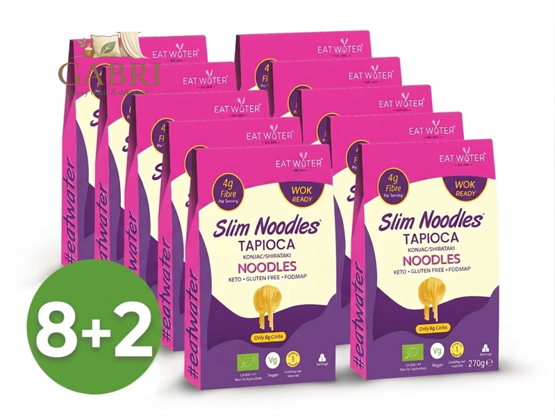 Balíček těstovin z tapioky a konjaku ve tvaru nudlí bez nálevu 8+2 zdarma