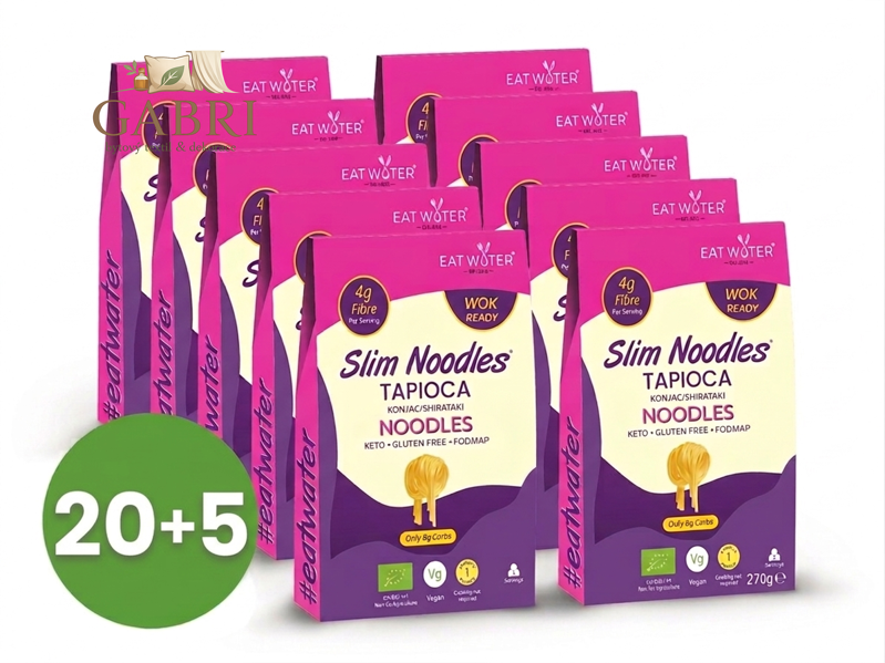 Balíček těstovin z tapioky a konjaku ve tvaru nudlí bez nálevu 20+5 zdarma