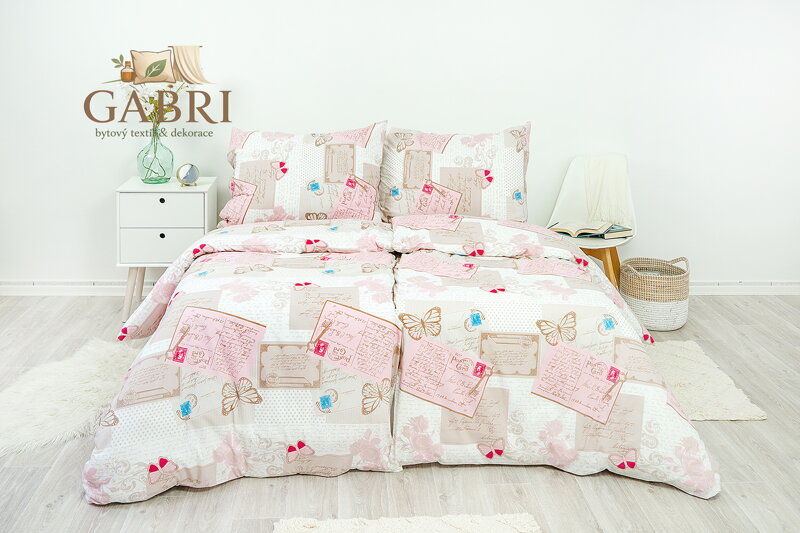 Ložní povlečení bavlněné Stanex pošta (LS189), 140 x 220 + 90 x 70, Knoflíkové