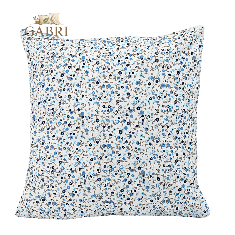 Povlak na polštář bavlněný Stanex kvítek-pruh modrý (LS194), 40 x 40 cm, Knoflíkové