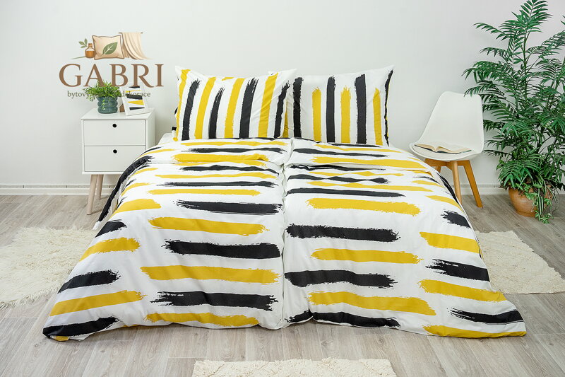 Ložní povlečení bavlněné Stanex čáry (LS290), 140 x 220 + 90 x 70, Knoflíkové