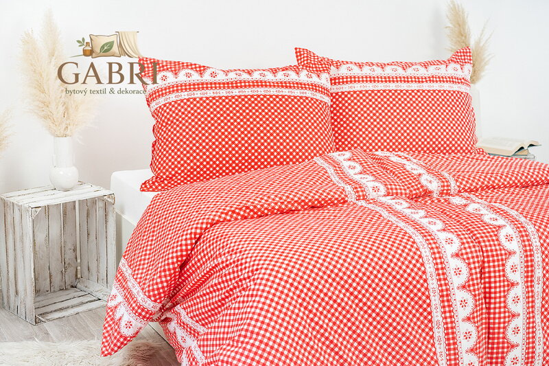 Povlak na polštář bavlněný Stanex babiččino údolí červené (LS128), 40 x 40 cm, Zip