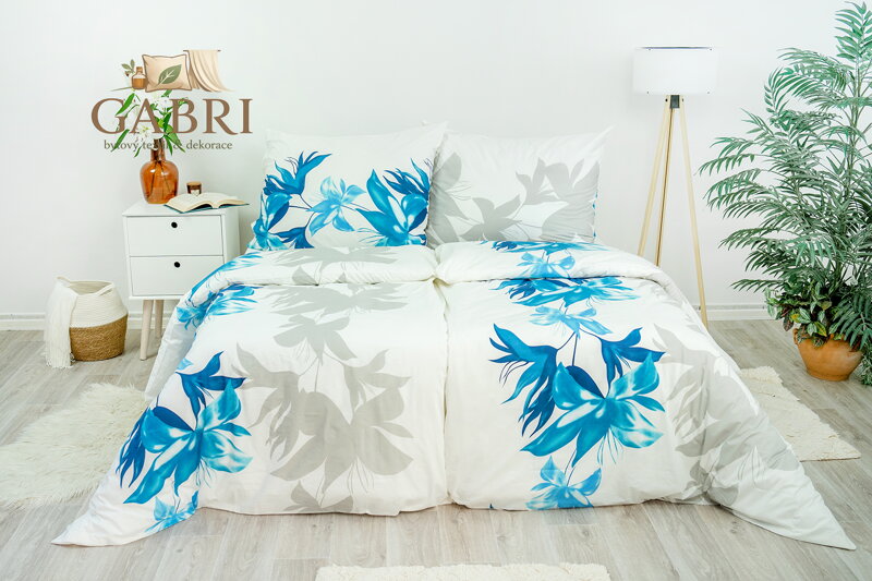 Ložní povlečení bavlněné Stanex Nela tyrkysová (LS236), 140 x 220 + 90 x 70, Zip