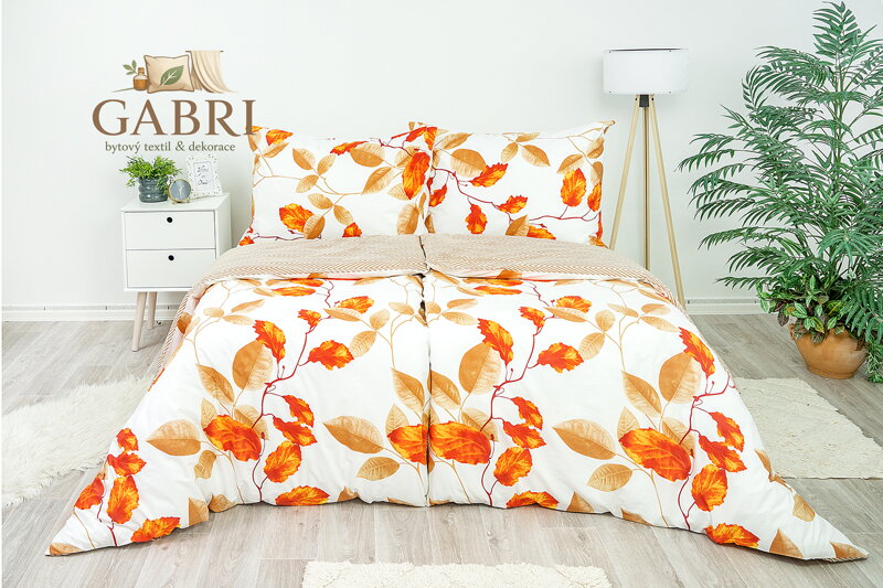 Ložní povlečení bavlněné Stanex podzim (LS239), 140 x 200 + 90 x 70, Zip