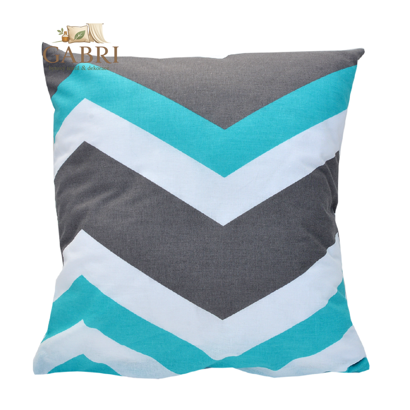 Povlak na polštář bavlněný Stanex cikcak tyrkysový (LS191), 40 x 40 cm, Knoflíkové