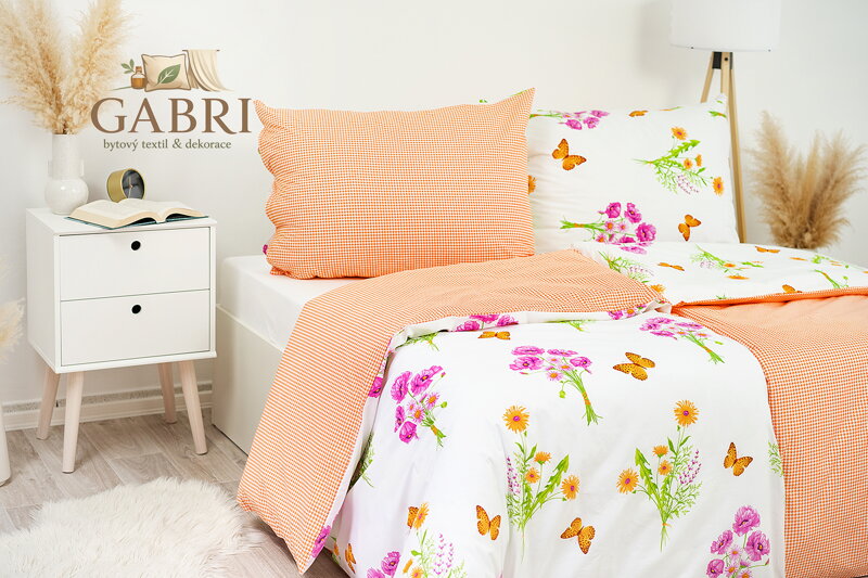 Povlak na polštář bavlněný Stanex jaro oranžové (LS245), 40 x 40 cm, Knoflíkové