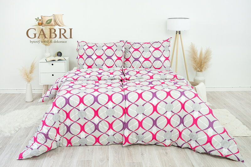 Ložní povlečení krepové Stanex elipsy šedé (LS231), 140 x 220 + 90 x 70, Knoflíkové