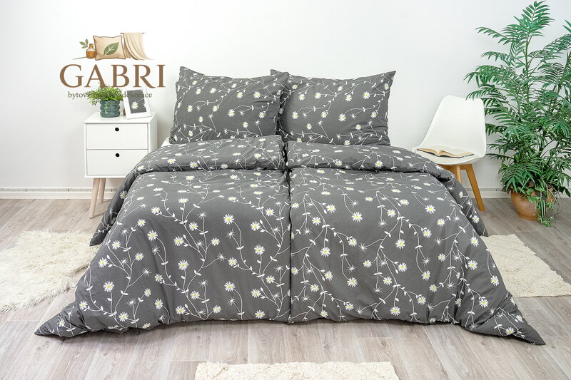 Ložní povlečení krepové Stanex kopretiny (LS294), 140 x 220 + 90 x 70, Knoflíkové