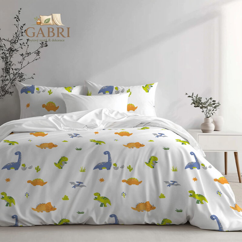 Ložní povlečení krepové Stanex dinosauři (LS410), 140 x 200 + 90 x 70, Zip
