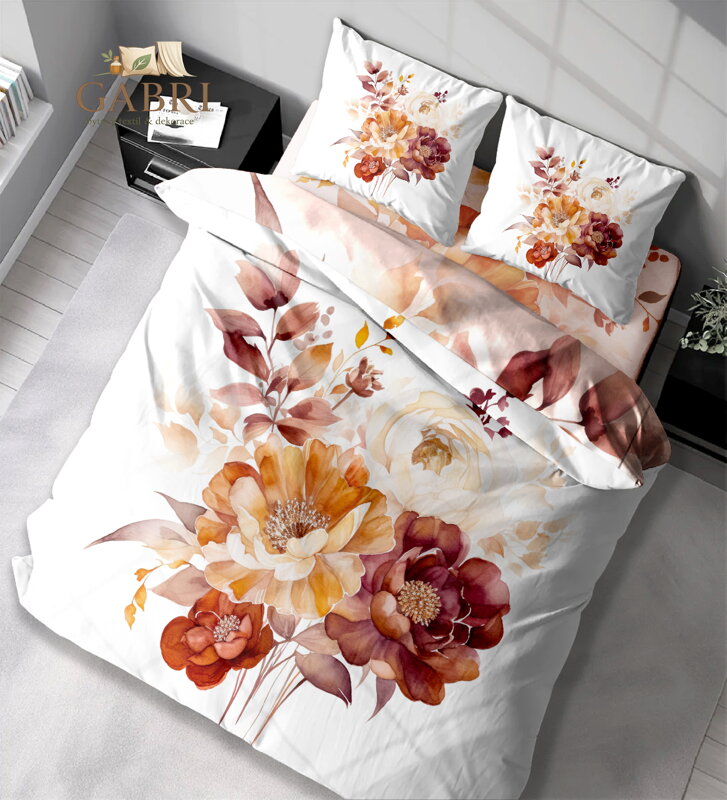 Ložní povlečení bavlněný satén Stanex Bela (LS404), 140 x 200 + 90 x 70, Zip