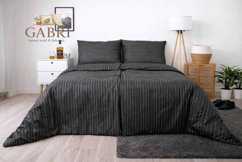 Ložní povlečení bavlněný satén Stanex Lola proužek (LS437), 140 x 200 + 90 x 70, Zip