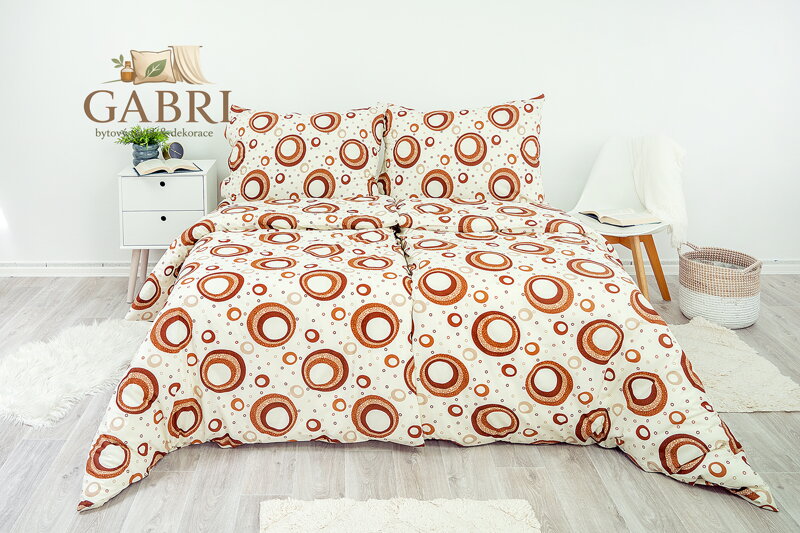 Ložní povlečení bavlněné Stanex kola hnědá (LS12), 140 x 200 + 90 x 70, Knoflíkové